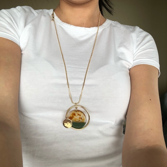 AYSE Long Gold Chain Circle Necklace NWT - Picture 7 of 7